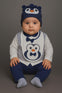 3 PCS Autumn and Winter Boys' Lining Shirt +  Pant + Bow & Bib Set, Perfect for Outdoor SD6415B